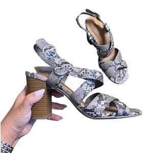 NEW A New Approach a.n.a Snake Print Strappy Sandal Block Heel Shoes 8.5